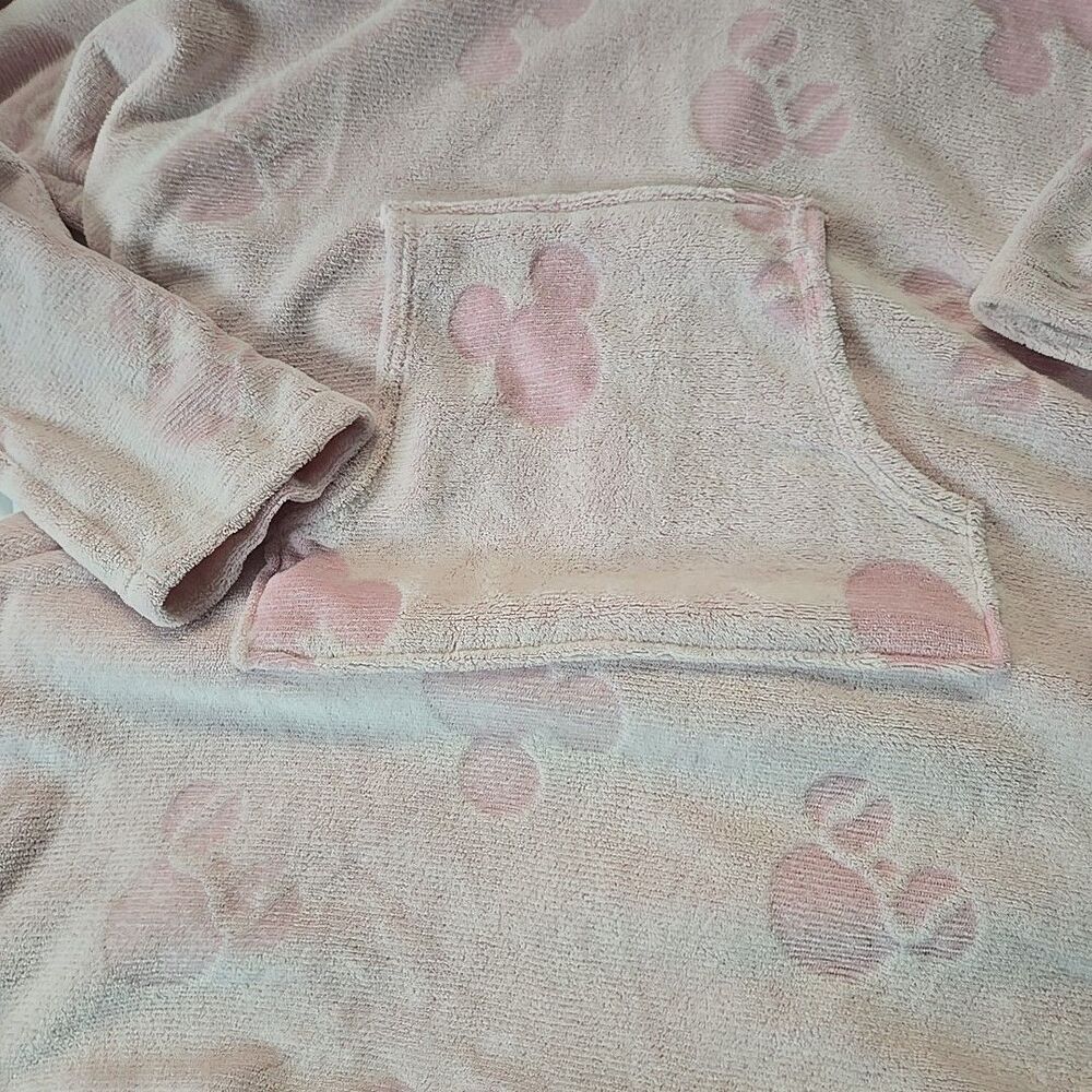 Womens Fleece Hoodie Disney Mickey Mouse Sweater Pink XL Oversized Comfy Cozy - Picture 2 of 7